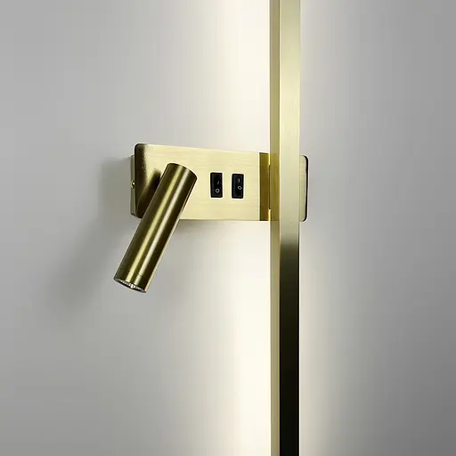 Латунне лінійне бра 65 см зі спотом зліва та 2-ма вимикачами Line F Арт. WB 121/600 L AB  - фото 2