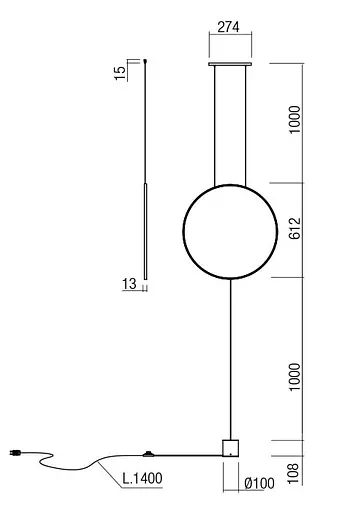 Люстра/торшер Redo SLICK SU/LAMP RD LED 19W 3000K GD (4.1.2) 01-2196 - фото 2