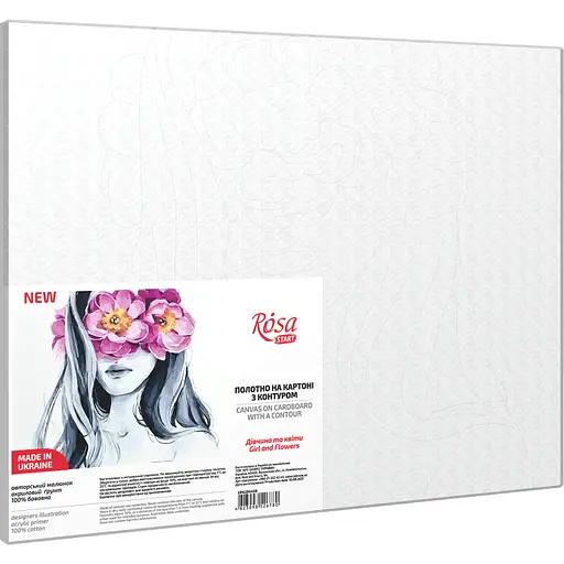 Полотно на картоне с контуром Rosa Start Девушка и цветы 30х40 хлопок акрил - фото 2