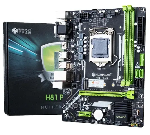 Материнская плата LGA1150, Huananzhi H81 PLUS, H81, 2xDDR3, Int.Video (CPU), 2xSATA3 / 2xSATA2, 1xPCI-E 3.0 x16, 1xPCI-E 2.0 x1, Audio 5.1, GLan, 4xUSB 3.0 / 6xUSB 2.0, VGA/DVI-D/HDMI, Micro ATX