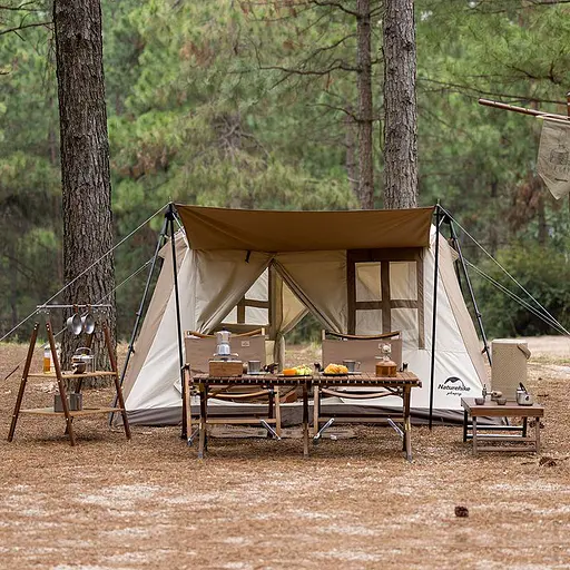 Чотиримісний намет з навісом Naturehike CNH22ZP029 (Світло-коричневий) - фото 2
