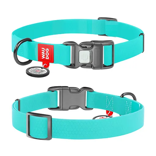 Ошейник для собак водостойкий Waudog Waterproof с QR-паспортом светонакопительная пластиковая пряжка-фастекс Ш 20 мм Дов