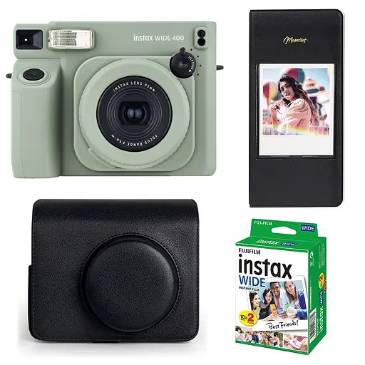 Набір камера Fujifilm Instax Wide 400 Фотопапір 20 шт. Чохол Фотоальбом на 64 фото чорний