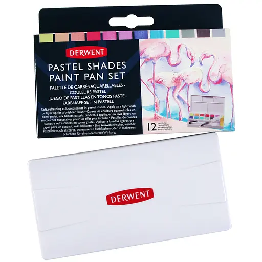 Набір Pastel Shades Paint Pan 12 кольорів + пензель з резервуаром Derwent - фото 2