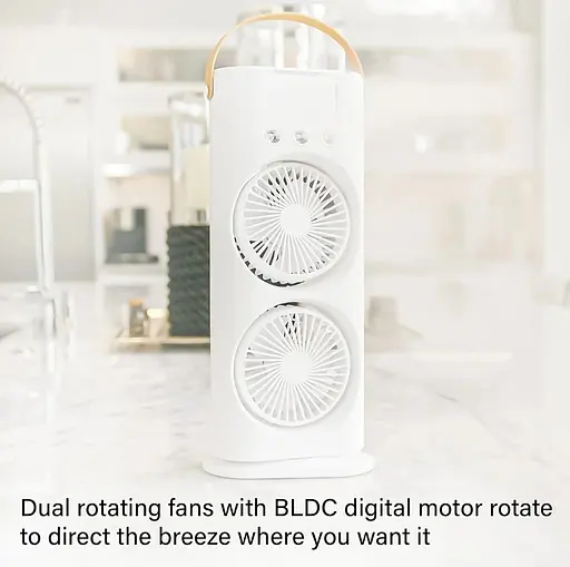 Портативный вентилятор Voltronic T1818, увлажнение, подсветка, Air Cooler Fan White - фото 7