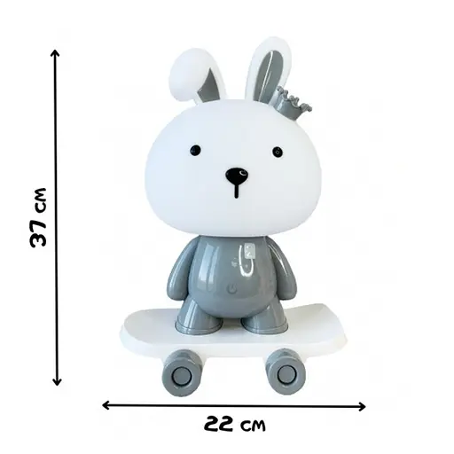 Нічник дитячий «Зайчик на скейті» Mega Zayka MGZ-1407(Grey) живлення від USB - фото 2