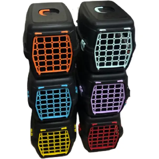 Переноска для кошек и собак AnimAll CNR-102B черная с цветной дверцей