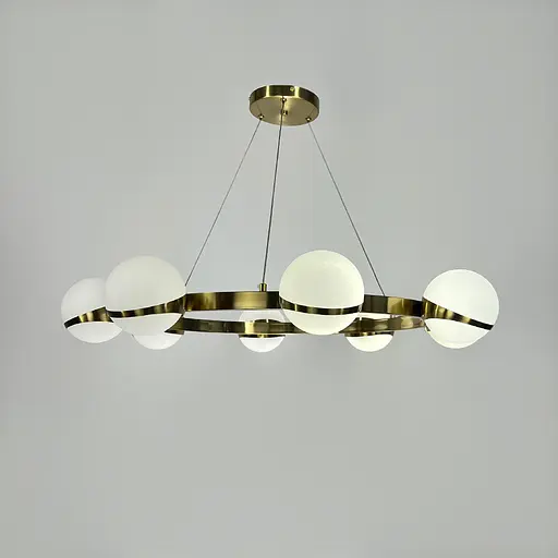 Элегантная латунная кольцевая люстра на 8 плафонов Ø 80 см | Ст. SG 51/8 AB+WT | Line F - фото 7