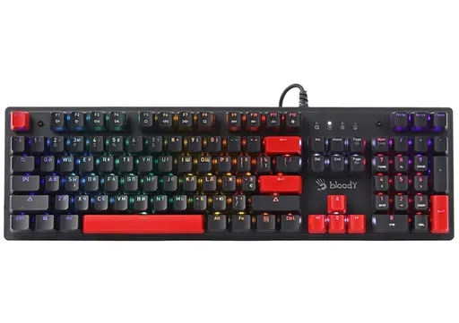 Клавиатура игровая A4Tech Bloody S-525-N BLMS Red Plus Switch USB RGB Fire Black - фото 1
