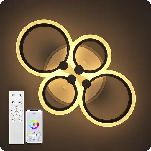 Люстра светодиодная 517 Light 3color с пультом 76 Вт Черный (02044) - фото 3