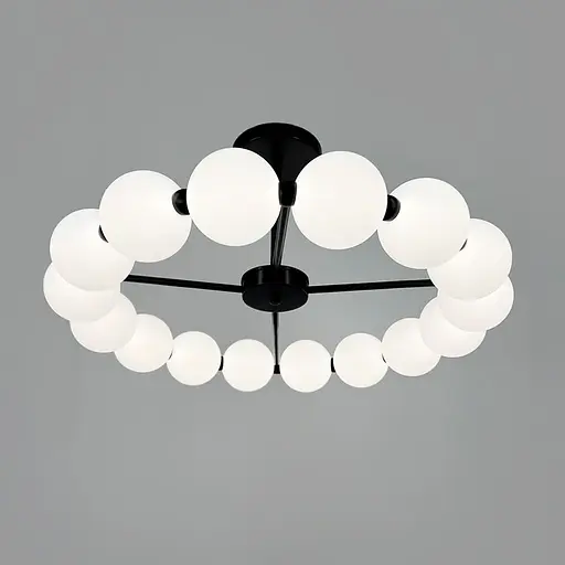 Потолочная черная люстра в виде кольца из полимерных шариков Ø 63 см Line F | Ст. 993-670 BK D120 - фото 4