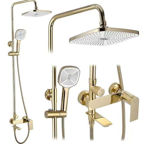 Душевая система Rea Storm gold с изливом REA-P9531, Золотой - фото 4