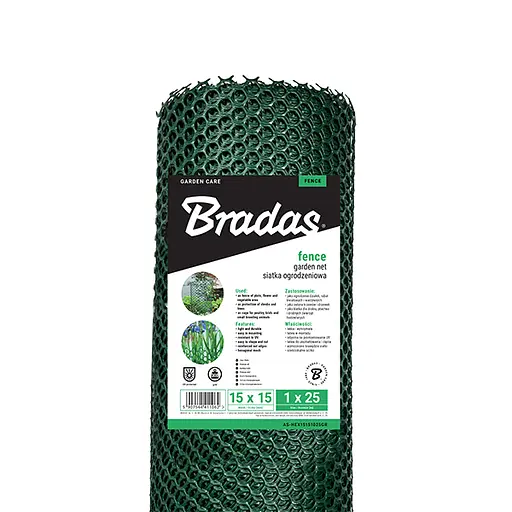 Сетка ограждающая Bradas садовая 10х10 мм 300 г/м² 1x25 м AS-SQ10101025GR  - фото 3