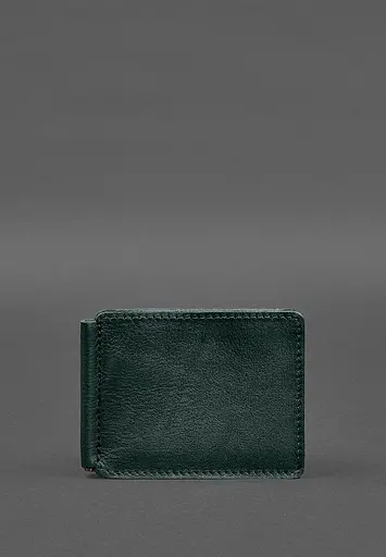 Кожаное портмоне 13.0 зажим зеленый краст - фото 2