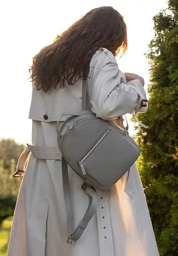 Кожаный рюкзак Groove S серый - фото 2
