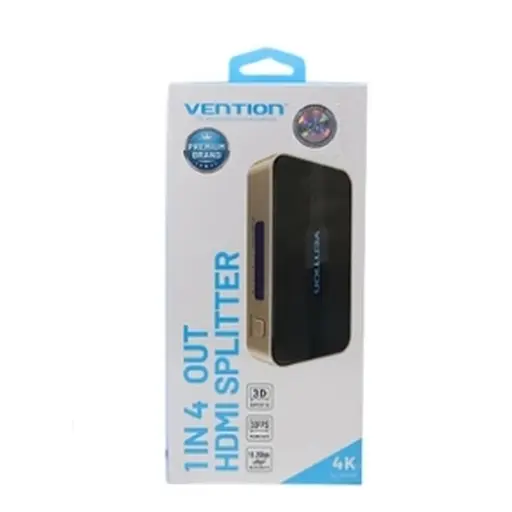 Сплітер Vention 1 In 2 Out HDMI Splitter 4K 30Hz Gold Aluminum Alloy Type EU Standard (ACBG0-EU) - фото 2