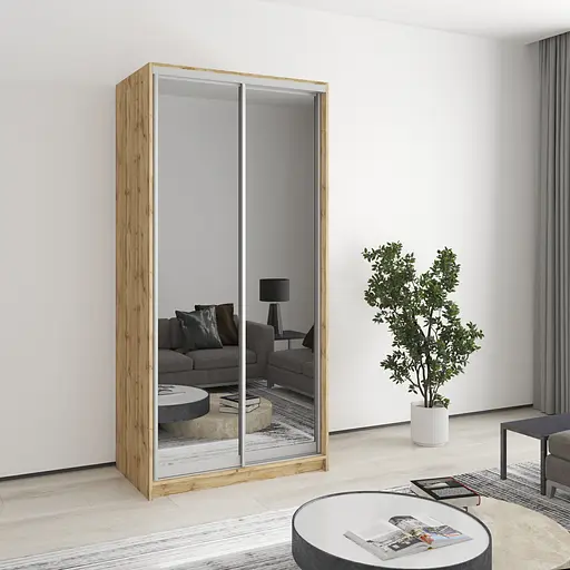 Шафа-купе дводверна MebelStar Стандарт AL 2 Дзеркала 100x45x210 см Дуб тахо (MBS-3477)