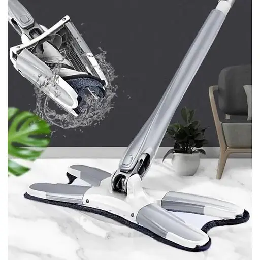Швабра метелик ледарка X-type mop з автовіджимом, телескопічною ручкою та насадкою з мікрофібри