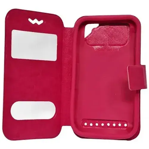 Чехол-книжка универсальный 5.5 дюйма с силиконом розовый - фото 2