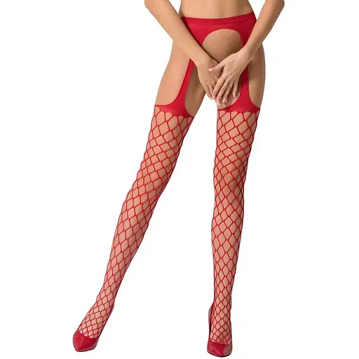 Сітчасті панчохи-стокінги Passion S011 One Size, Red