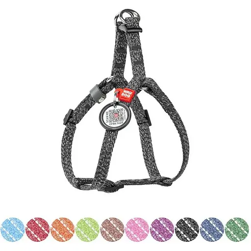 Шлея для котів та дрібних порід собак Waudog Re-cotton з відновленої бавовни та QR паспортом, світловідбиваюча - фото 2