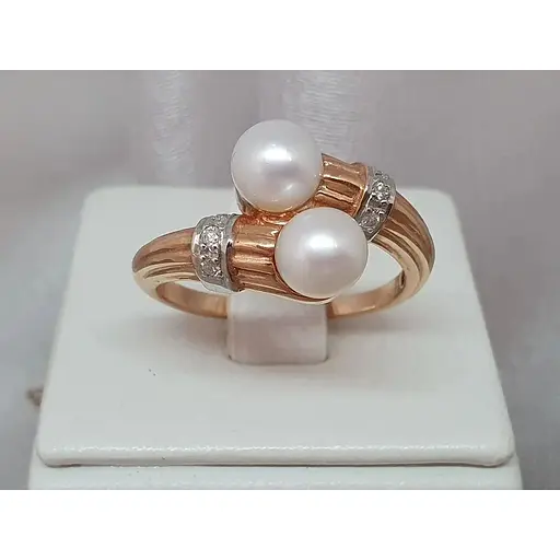 Золотое кольцо с бриллиантами и жемчугом. RP35680K 20 - фото 2