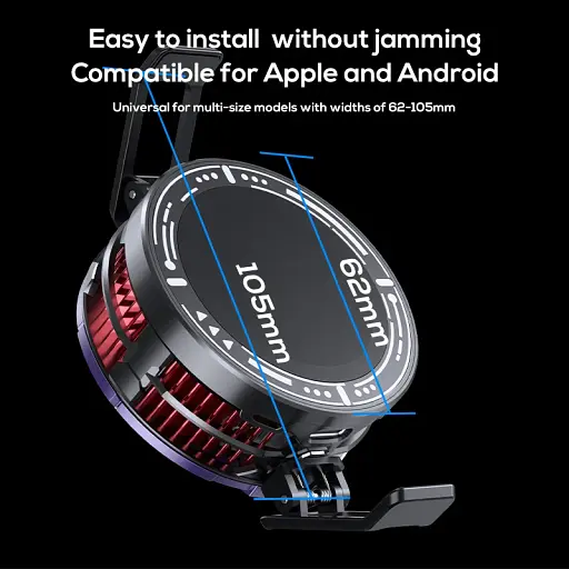 Кулер активне охолодження для телефону / планшета Memo CX08 High Power c магнітним і механічним кріпленням Purple (18514) - фото 5