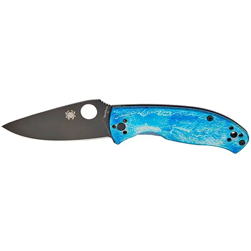 Ніж Spyderco Tenacious Black Blade D2 Titanium Blue