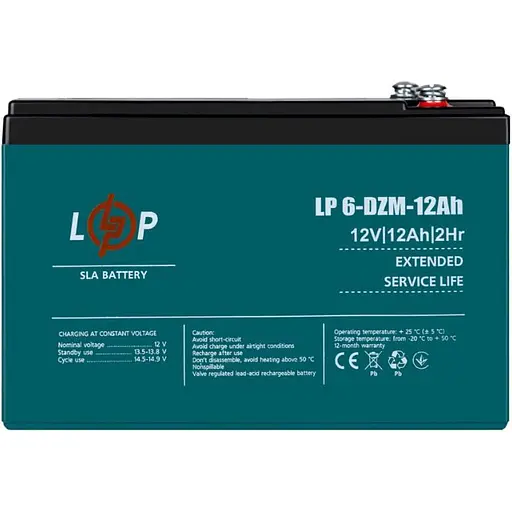 Акумулятор LogicPower AGM 6-DZM 12V (12V/12Ah/144Wh) (9172) (109286) - фото 4