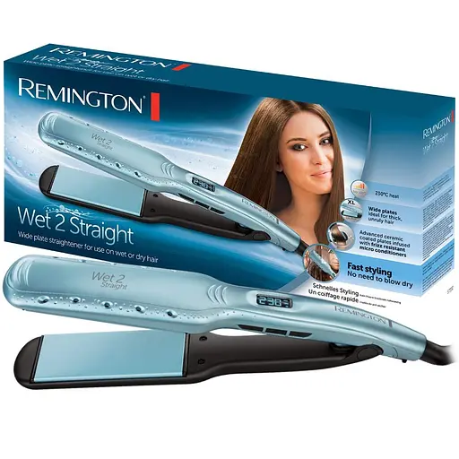 Випрямляч Remington Wet 2 Straight, 62 Вт, температурних режимів 10, 140-230С, дисплей, кераміка, блакитний - фото 5