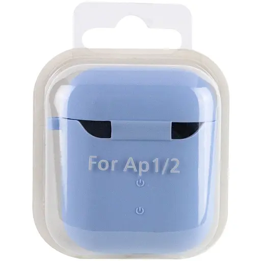 Силіконовий футляр з мікрофіброю для навушників Airpods 1/2 Блакитний / Lilac Blue - фото 6