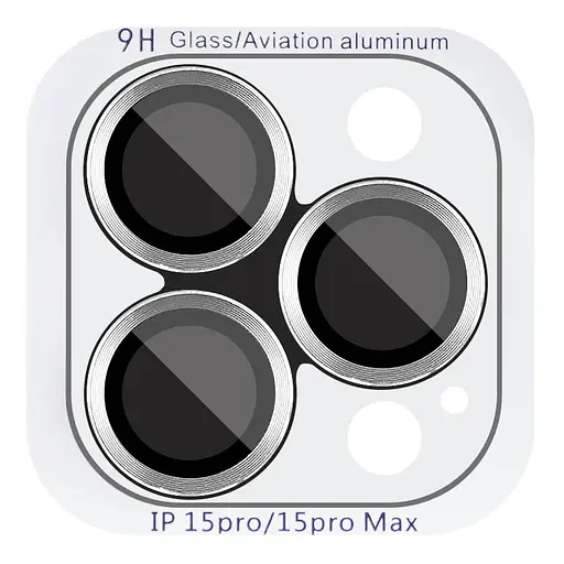 Захисне скло Epik Metal Classic на камеру у упак. для Apple iPhone 15 Pro 6.1/15 Pro Max 6.7 Срібний/Silver