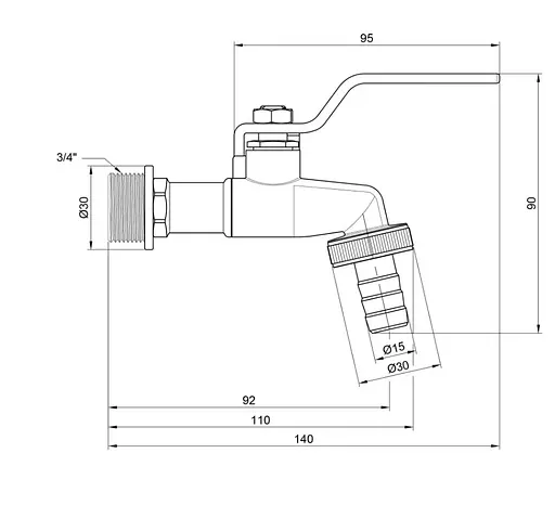 Кран кульовий для поливу Thermo Alliance Standart 3/4" З ручка-важіль SD140W20 - фото 4