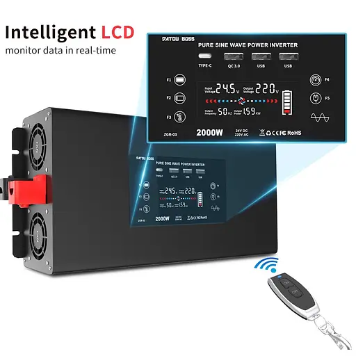 Инвертор преобразователь напряжения DATOUBOSS 24-230v 2000/4000W чистый синус - фото 3