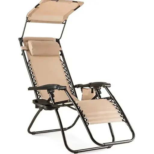 Шезлонг лежак Outtec Zero Graviti Sun раскладной с крышей беж - фото 3