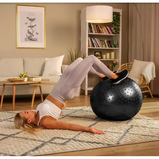 Фитбол массажный Hop-Sport 65см черный + насос - фото 4