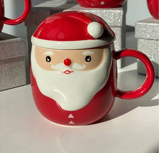 Кружка новогодняя Olens O8030-218-2 Морозко с керамической крышкой 360 мл Красная - фото 3