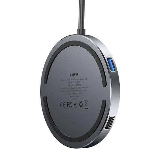Usb хаб Baseus Circular Mirror Wireless Charger intelligent HD Hub темно-серый WXJMY-A0G - фото 2