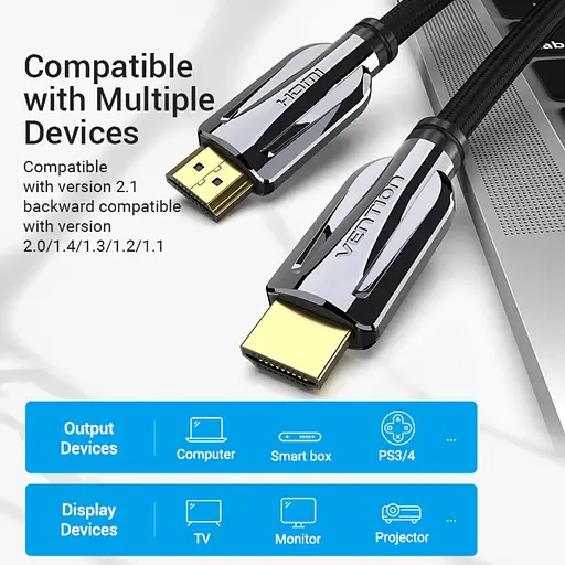 Кабель Vention HDMI-HDMI, 3M, v2.1, 8K 60Hz, 4K 120Hz, 2K 144Hz, 1080P 160Hz (AANBF) - фото 5