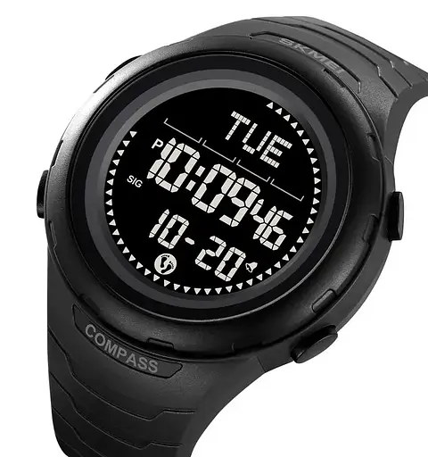 Часы мужские наручные спортивные Skmei 2166 Compass с компасом и шагомером (Черный) - фото 2