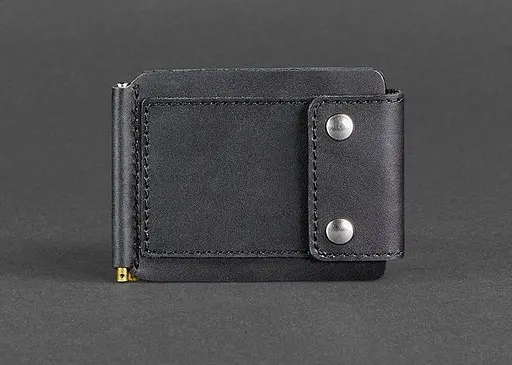 Мужской кожаный портмоне черный 10.0 зажим для денег - фото 1