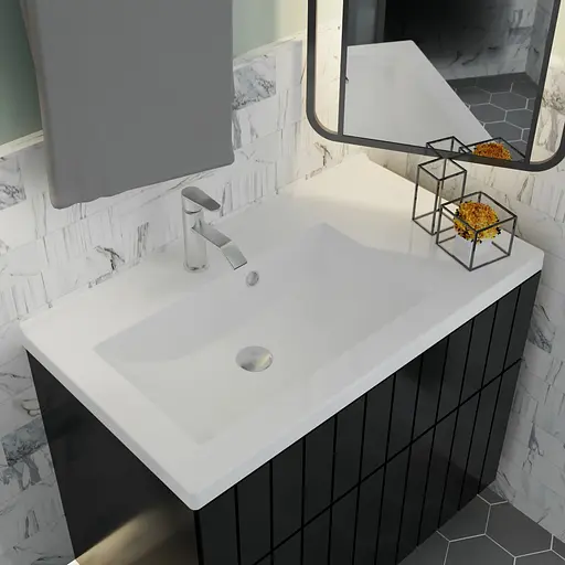 Раковина матова врізна Amidicon Techno 80 800x450 з литого каменю TECHNO_80_MAT, Білий матовий - фото 7