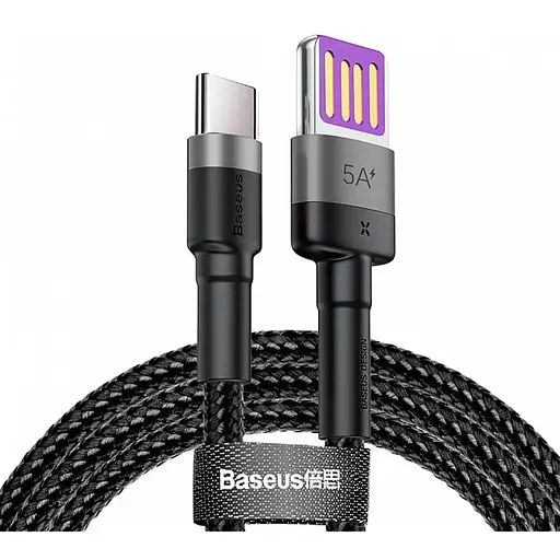Кабель Baseus Cafule HW Quick Charging Data cable For Type-C 40W 1 м Сірий Чорний - фото 1