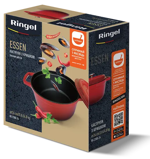 Кастрюля чугунная Ringel Essen с крышкой 24 см (3.8 л) (RG-2300-24) - фото 10
