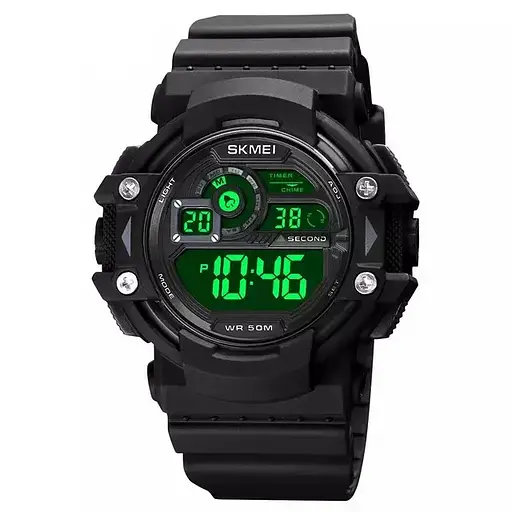 Мужские спортивные наручные часы Skmei 1778 (Черные с черным циферблатом) - фото 3