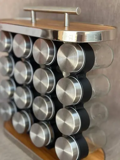 Органайзер для спецій на підставці Edenberg EB-18006 16 ємностей для зберігання спецій кухонні спецівниці Сірий - фото 4