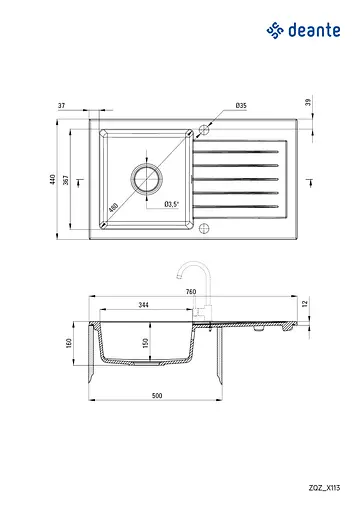 Мийка кухонна Deante Zorba ZQZ_A113 - фото 2