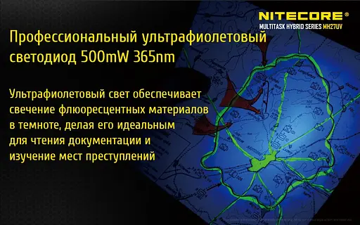 Тактичний ручний ліхтарик Nitecore MH27UV (білий, червоний, синій та УФ світло) - фото 6