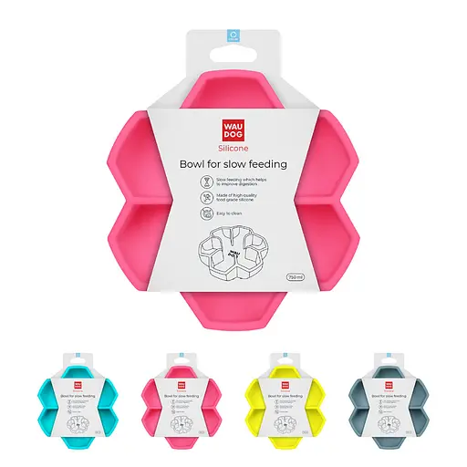 Миска для медленного питания Waudog Silicone 750 мл розовый - фото 2