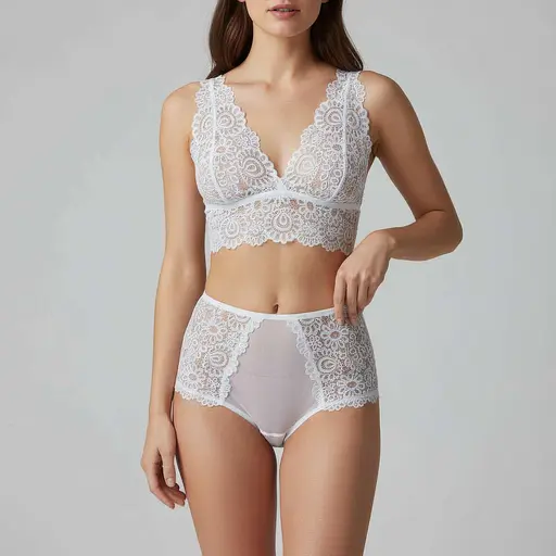 Комплект женского кружевного белья с бюстгальтером белый (K0534-2) - фото 1